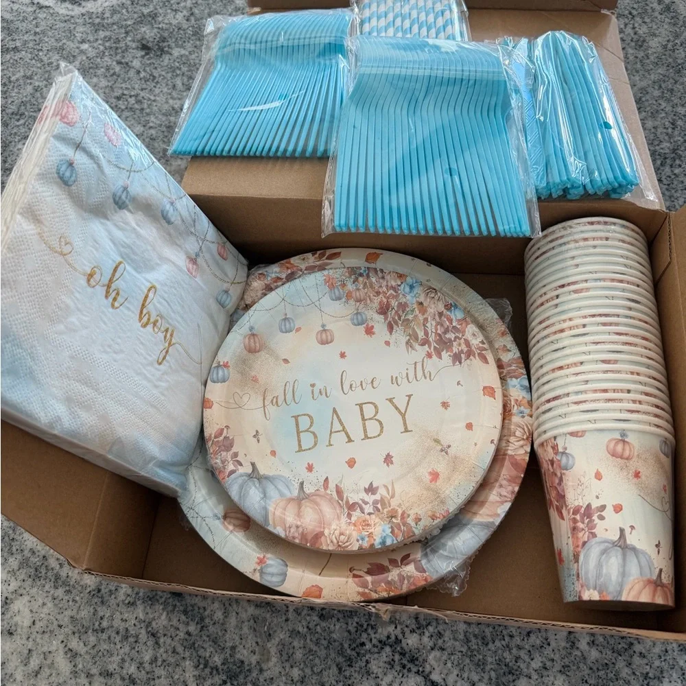 Fall in Love with Baby Party Supplies Set